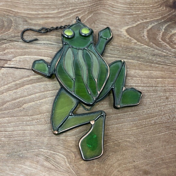 Unbranded Other - Vintage Green Frog Suncatcher 5 x 4" Stained Glass Retro Hanging Decor 🐸